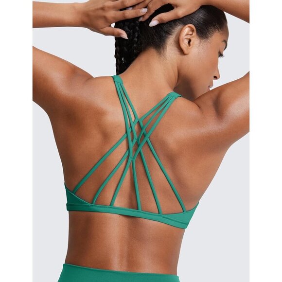 Womens Sports Bra Padded Medium Support Yoga Workout Criss Cross Back - Picture 4 of 5